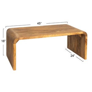 Rowena Interiors Waterfall Edge Solid Mango Wood Coffee Table Sculptural Grain Living Room Accent Natural EC1718