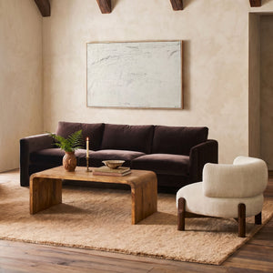 Rowena Interiors Waterfall Edge Solid Mango Wood Coffee Table Sculptural Grain Living Room Accent Natural EC1718