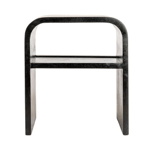 Rowena Interiors Waterfall Edge Solid Mango Wood End Table with Open Shelf for Modern Living Spaces Black EC1719