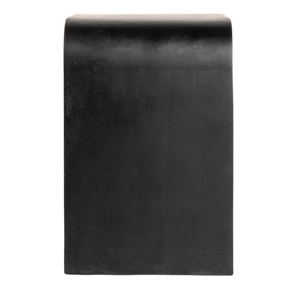 Rowena Interiors Waterfall Edge Solid Mango Wood End Table with Open Shelf for Modern Living Spaces Black EC1719