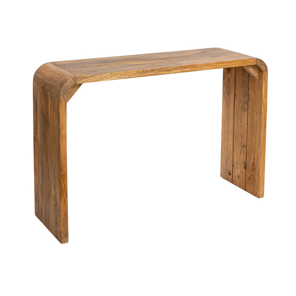 Rowena Interiors Waterfall Edge Solid Mango Wood Console Table Slim Sculptural Entryway Accent Natural EC1720
