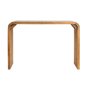 Rowena Interiors Waterfall Edge Solid Mango Wood Console Table Slim Sculptural Entryway Accent Natural EC1720