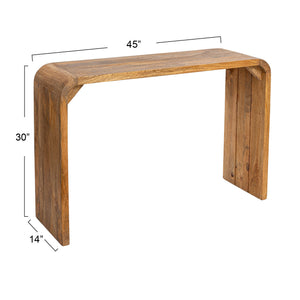 Rowena Interiors Waterfall Edge Solid Mango Wood Console Table Slim Sculptural Entryway Accent Natural EC1720
