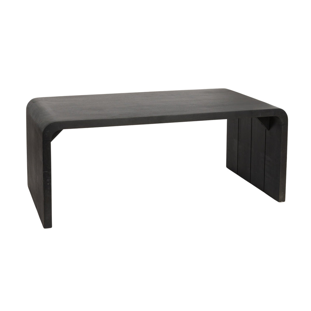 Rowena Interiors Waterfall Edge Solid Mango Wood Coffee Table Sculptural Grain Living Room Accent Black EC1721