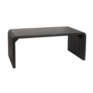 Rowena Interiors Waterfall Edge Solid Mango Wood Coffee Table Sculptural Grain Living Room Accent Black EC1721