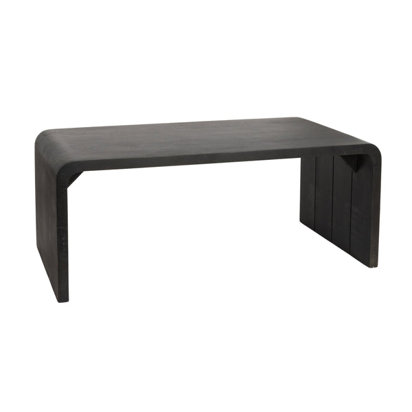 Rowena Interiors Waterfall Edge Solid Mango Wood Coffee Table Sculptural Grain Living Room Accent Black EC1721