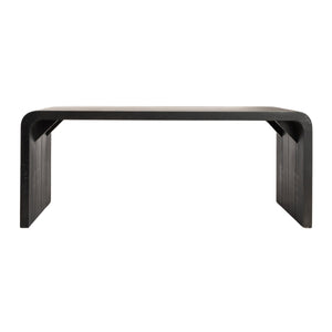 Rowena Interiors Waterfall Edge Solid Mango Wood Coffee Table Sculptural Grain Living Room Accent Black EC1721