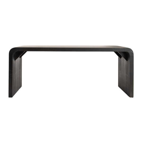 Rowena Interiors Waterfall Edge Solid Mango Wood Coffee Table Sculptural Grain Living Room Accent Black EC1721