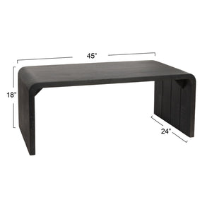 Rowena Interiors Waterfall Edge Solid Mango Wood Coffee Table Sculptural Grain Living Room Accent Black EC1721