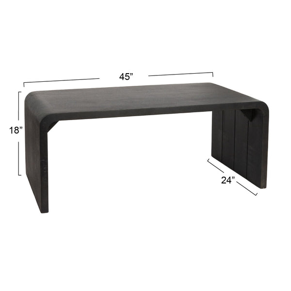 Rowena Interiors Waterfall Edge Solid Mango Wood Coffee Table Sculptural Grain Living Room Accent Black EC1721