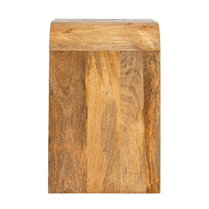 Rowena Interiors Waterfall Edge Solid Mango Wood End Table with Open Shelf for Modern Living Spaces Natural EC1722