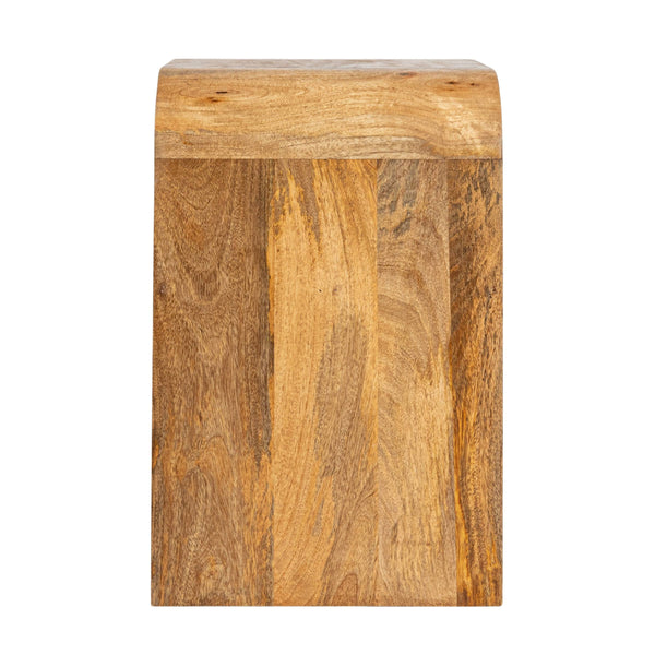 Rowena Interiors Waterfall Edge Solid Mango Wood End Table with Open Shelf for Modern Living Spaces Natural EC1722