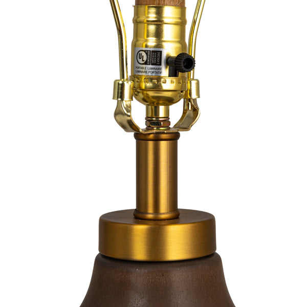 Rowena Interiors 30.5 Inch Sculpted Stoneware Table Lamp with Linen Drum Shade for Organic Modern Decor EC1744
