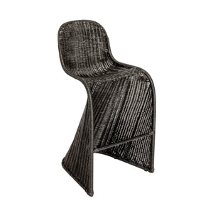 Rowena Interiors Woven Rattan Barstool with S-Curve Metal Frame for Coastal or Farmhouse Kitchens Black EC1770
