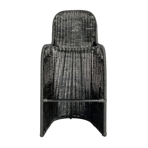 Rowena Interiors Woven Rattan Barstool with S-Curve Metal Frame for Coastal or Farmhouse Kitchens Black EC1770