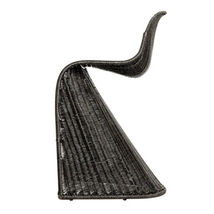Rowena Interiors Woven Rattan Barstool with S-Curve Metal Frame for Coastal or Farmhouse Kitchens Black EC1770