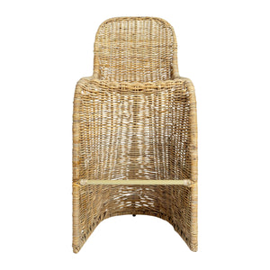 Rowena Interiors Woven Rattan Barstool with S-Curve Metal Frame for Coastal or Farmhouse Kitchens Natural EC1771