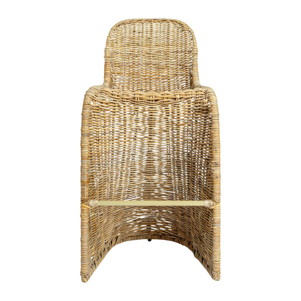 Rowena Interiors Woven Rattan Barstool with S-Curve Metal Frame for Coastal or Farmhouse Kitchens Natural EC1771