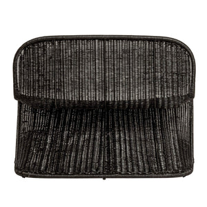 Rowena Interiors Woven Rattan S-Curve Bench Sculptural Accent Seating for Patio Entryway or Bedroom Black EC1772