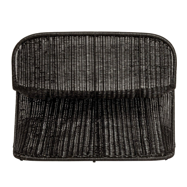 Rowena Interiors Woven Rattan S-Curve Bench Sculptural Accent Seating for Patio Entryway or Bedroom Black EC1772