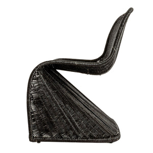 Rowena Interiors Woven Rattan S-Curve Bench Sculptural Accent Seating for Patio Entryway or Bedroom Black EC1772