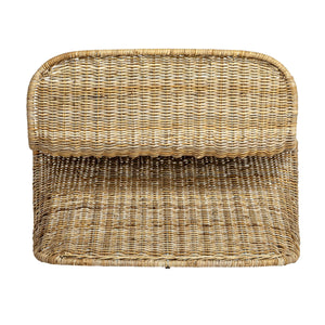 Rowena Interiors Woven Rattan S-Curve Bench Sculptural Accent Seating for Patio Entryway or Bedroom Natural EC1773