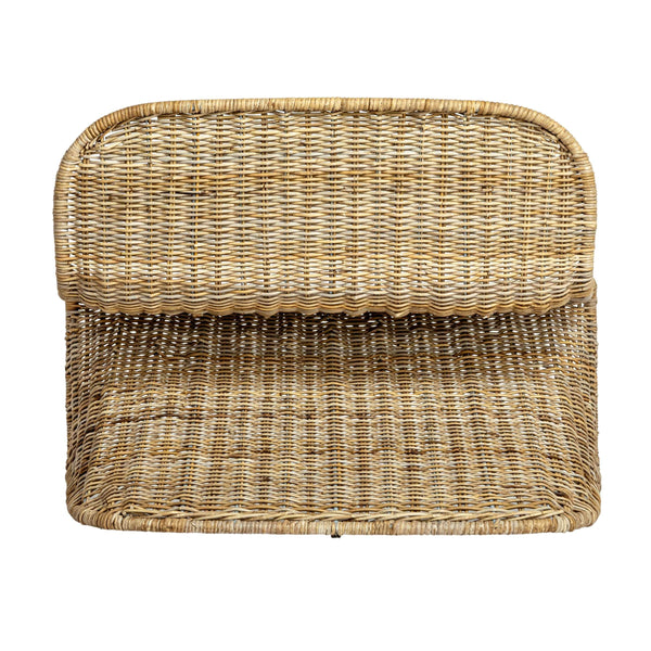 Rowena Interiors Woven Rattan S-Curve Bench Sculptural Accent Seating for Patio Entryway or Bedroom Natural EC1773