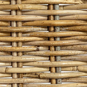 Rowena Interiors Woven Rattan S-Curve Bench Sculptural Accent Seating for Patio Entryway or Bedroom Natural EC1773