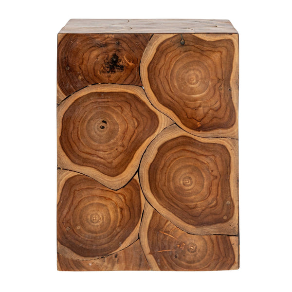 Rowena Interiors Square Solid Teak Root End Table Organic Carved Wood Accent for Living Room EC1776