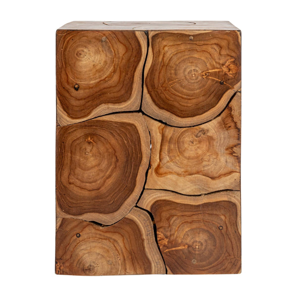 Rowena Interiors Square Solid Teak Root End Table Organic Carved Wood Accent for Living Room EC1776