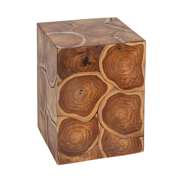 Rowena Interiors Square Solid Teak Root End Table Organic Carved Wood Accent for Living Room EC1776