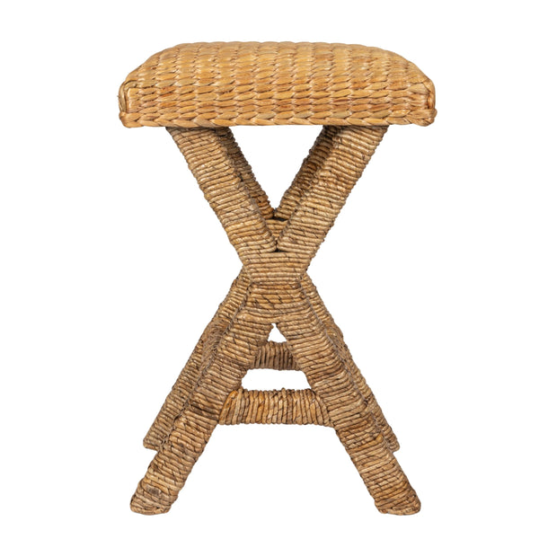 Rowena Interiors Woven Water Hyacinth Counter Stool Natural Fiber Over Solid Wood Boho Kitchen Bar EC1790