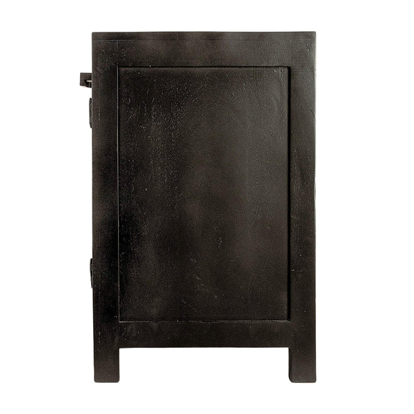 Rowena Interiors Mango Wood Cane Panel Sideboard with Matte Black Finish for Bohemian Living Spaces EC1814