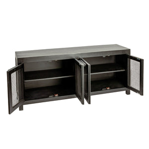 Rowena Interiors Mango Wood Cane Panel Sideboard with Matte Black Finish for Bohemian Living Spaces EC1814