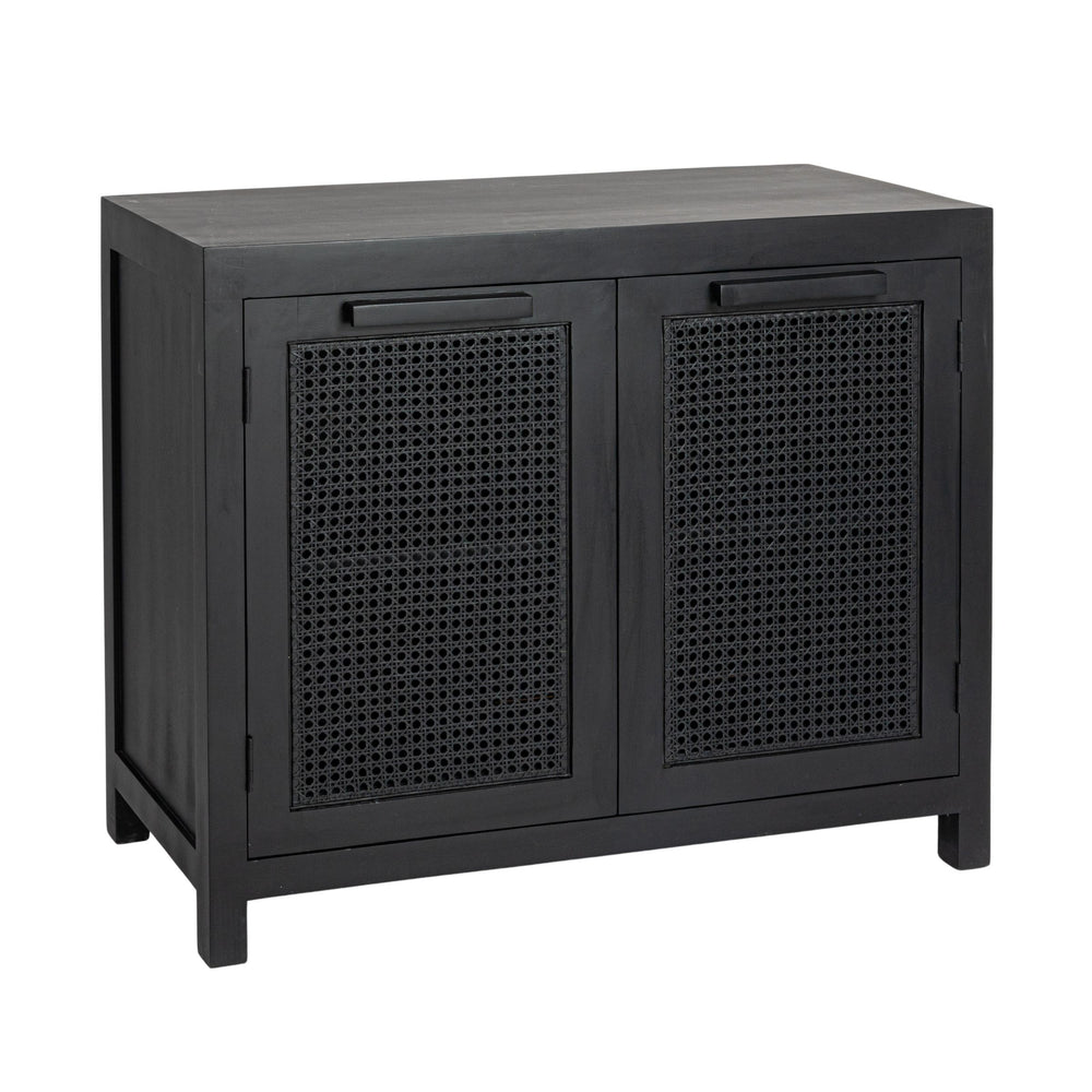 Rowena Interiors Mango Wood Cane Panel Storage Cabinet Bohemian Accent Piece for Living or Dining Rooms EC1818