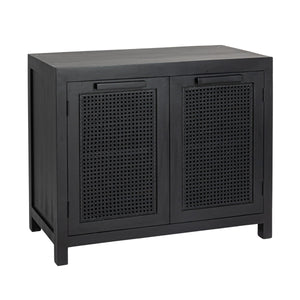 Rowena Interiors Mango Wood Cane Panel Storage Cabinet Bohemian Accent Piece for Living or Dining Rooms EC1818