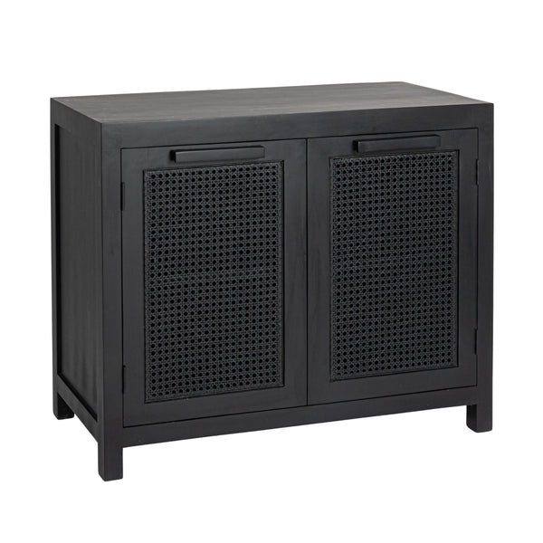 Rowena Interiors Mango Wood Cane Panel Storage Cabinet Bohemian Accent Piece for Living or Dining Rooms EC1818