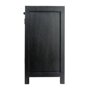 Rowena Interiors Mango Wood Cane Panel Storage Cabinet Bohemian Accent Piece for Living or Dining Rooms EC1818