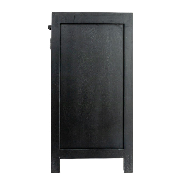 Rowena Interiors Mango Wood Cane Panel Storage Cabinet Bohemian Accent Piece for Living or Dining Rooms EC1818