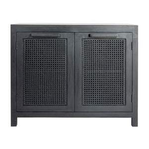 Rowena Interiors Mango Wood Cane Panel Storage Cabinet Bohemian Accent Piece for Living or Dining Rooms EC1818