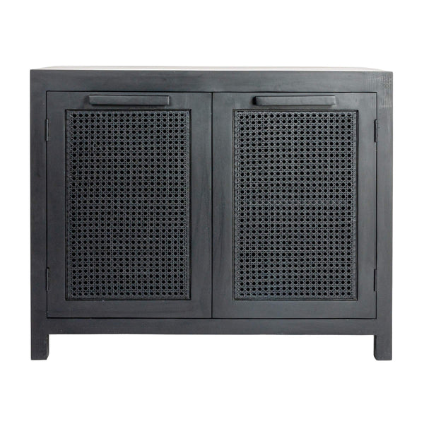 Rowena Interiors Mango Wood Cane Panel Storage Cabinet Bohemian Accent Piece for Living or Dining Rooms EC1818