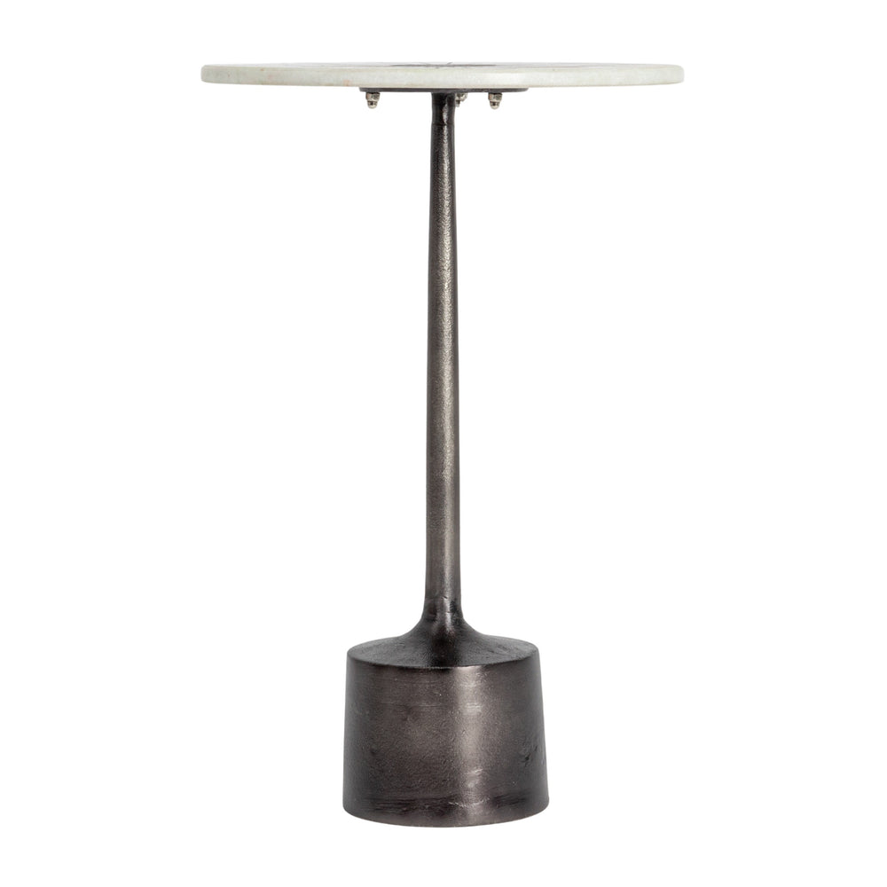 Rowena Interiors Marble Top Sunburst Aluminum Martini Table Sculptural Living Room Accent Piece EC1821