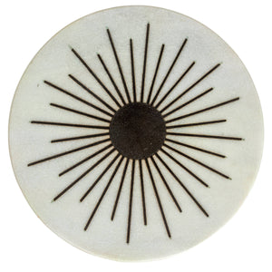 Rowena Interiors Marble Top Sunburst Aluminum Martini Table Sculptural Living Room Accent Piece EC1821