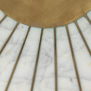 Rowena Interiors Marble Top Round Coffee Table with Gold Sunburst Aluminum Base for Glam Living Rooms EC1822MC