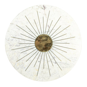 Rowena Interiors Marble Top Round Coffee Table with Gold Sunburst Aluminum Base for Glam Living Rooms EC1822MC