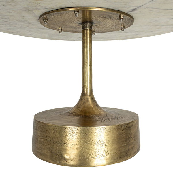 Rowena Interiors Marble Top Round Coffee Table with Gold Sunburst Aluminum Base for Glam Living Rooms EC1822MC