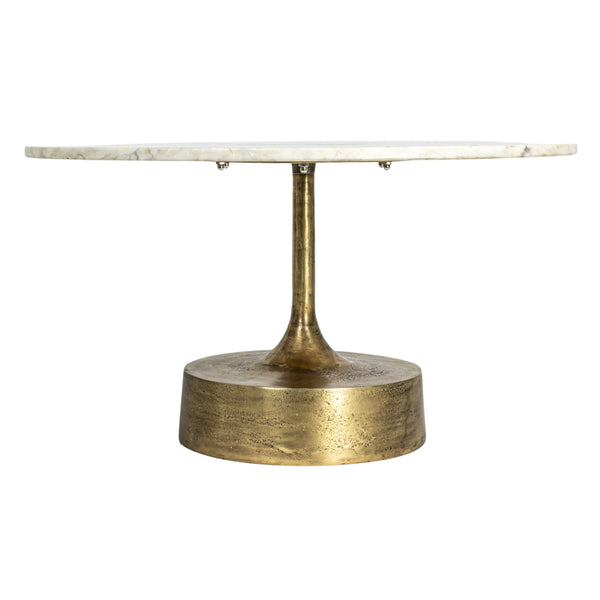 Rowena Interiors Marble Top Round Coffee Table with Gold Sunburst Aluminum Base for Glam Living Rooms EC1822MC