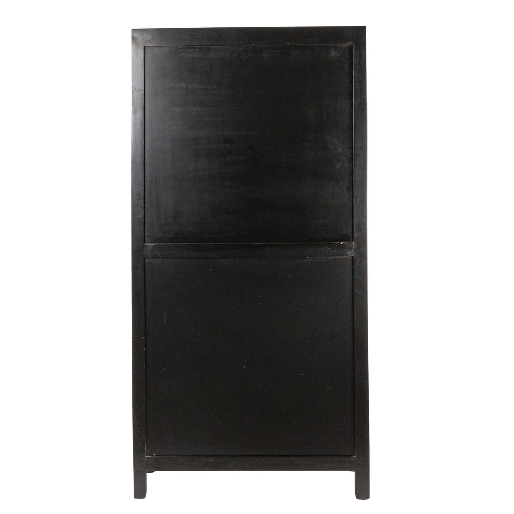 Rowena Interiors Mango Wood Tall Cane Door Storage Cabinet with Arched Panels for Bohemian Living EC1823