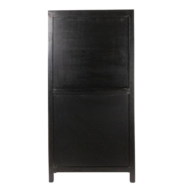 Rowena Interiors Mango Wood Tall Cane Door Storage Cabinet with Arched Panels for Bohemian Living EC1823