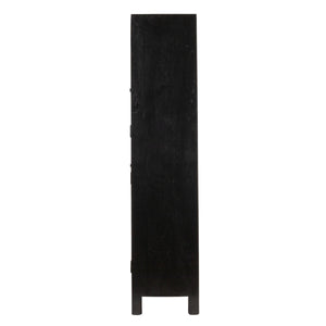 Rowena Interiors Mango Wood Tall Cane Door Storage Cabinet with Arched Panels for Bohemian Living EC1823